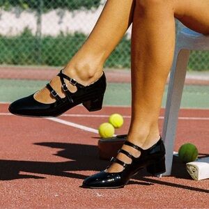 Carel Kina Black Patent Leather Mary Jane Pumps Size 39